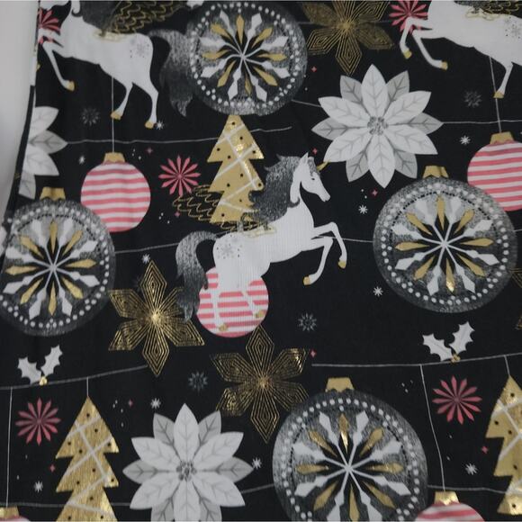 Counting Daisies Christmas Dress Size 10 Black Pink Horses,Ruffles, Trees - Picture 3 of 6